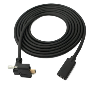 SYSTEM-S USB 3.1 Gen 2 100W Kabel 1,8 m Typ C Stecker zu Buchse Schraube Winkel in Schwarz
