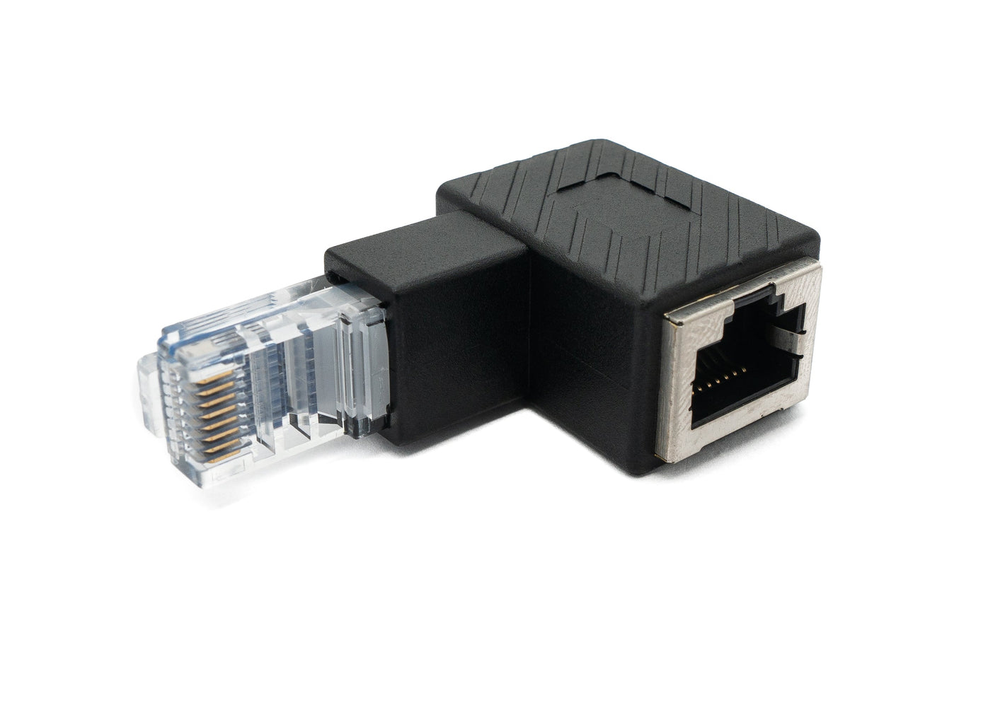 SYSTEM-S LAN Adapter RJ45 Stecker zu Buchse Winkel Ethernetadapter Kabel in Schwarz