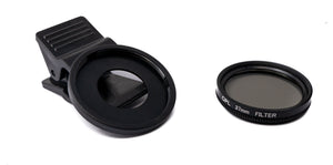 Obiettivo con filtro CPL da 37 mm con clip per smartphone in nero
