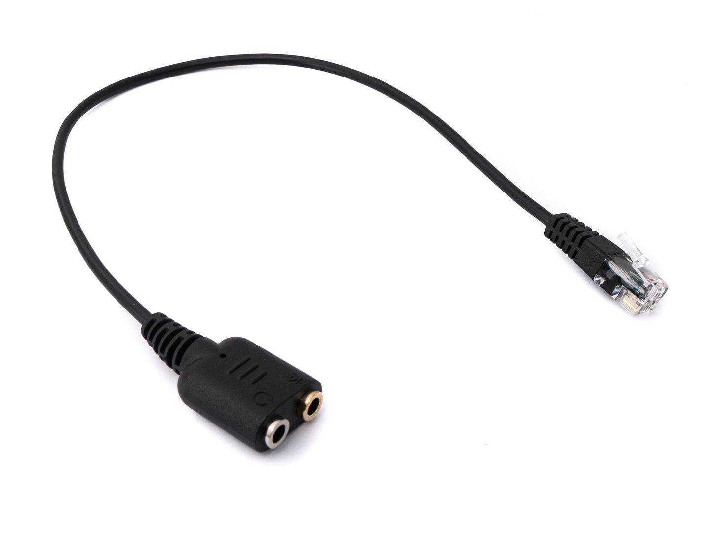 Adattatore per cuffie telefoniche da 20 cm con spina RJ9 su cavo audio jack 2x 3,5 mm nero