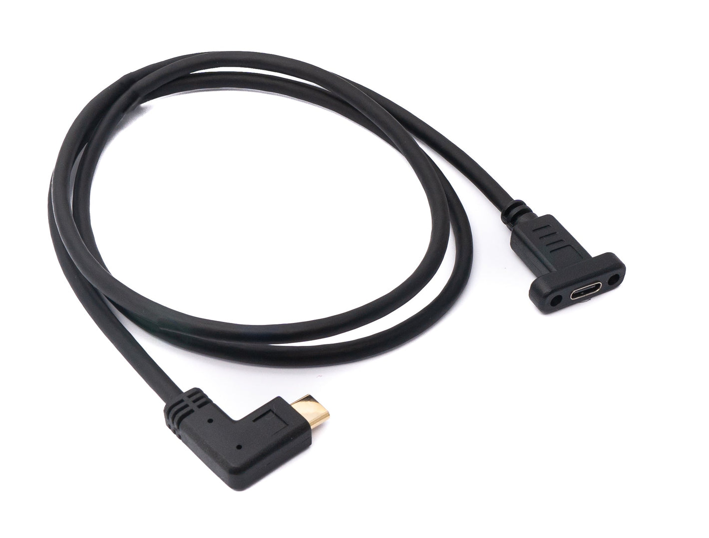 Câble SYSTEM-S USB 3.1 100 cm Adaptateur d'angle à vis mâle vers femelle Type C en noir