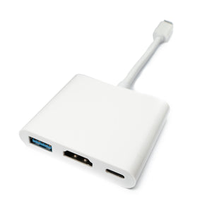 SYSTEM-S USB Hub 3.1 Typ C Stecker zu Buchse, 4K HDMI Buchse 3.0 Typ A Buchse 10 cm Weiß