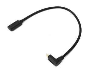 SYSTEM-S USB 3.1 Gen 2 Kabel 30 cm Typ C Stecker zu Buchse Winkel Adapter in Schwarz