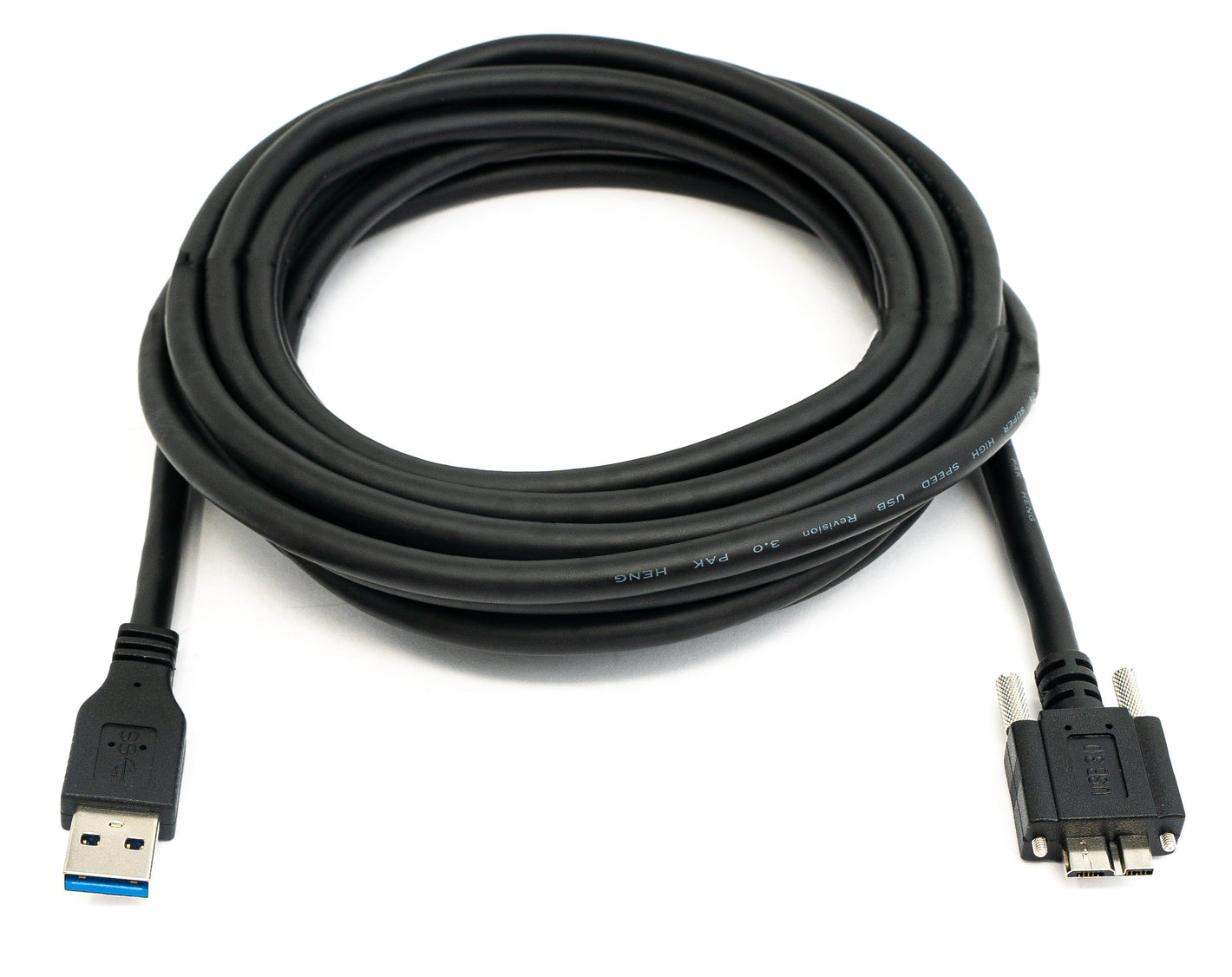 Cable USB 3.0 5 m Adaptador de tornillo Micro B macho a Tipo A macho en color negro