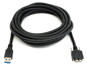 SYSTEM-S USB 3.0 Kabel 5 m Micro B Stecker zu Typ A Stecker Schraube Adapter in Schwarz