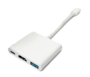 SYSTEM-S USB Hub 3.1 Typ C Stecker zu Buchse, 4K HDMI Buchse 3.0 Typ A Buchse 10 cm Weiß