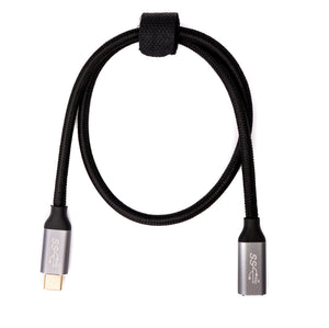 USB 3.1 Gen 2 Cable 100W 50cm Type C Male to Female Adapter in Black