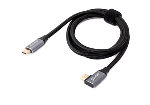 SYSTEM-S Cable USB 3.1 Gen 2 100W 100 cm Tipo C Macho a Macho Adaptador Trenzado Ángulo Negro