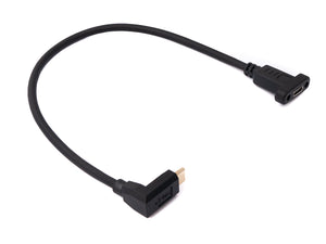 SYSTEM-S USB 3.1 Kabel 30 cm Typ C Stecker zu Buchse Schraube Winkel Adapter in Schwarz