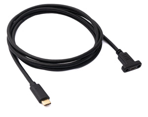 SYSTEM-S USB 3.1 cable 180 cm type C male to female screw adapter in black