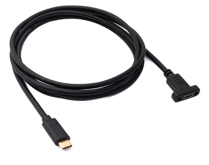 SYSTEM-S USB 3.1 Kabel 180 cm Typ C Stecker zu Buchse Schraube Adapter in Schwarz