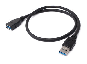 SYSTEM-S USB 3.0 cable 50 cm type A male to female adapter in black