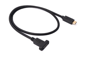 USB 3.1 Cable 60cm Type C Male to Female Screw Adapter in Black