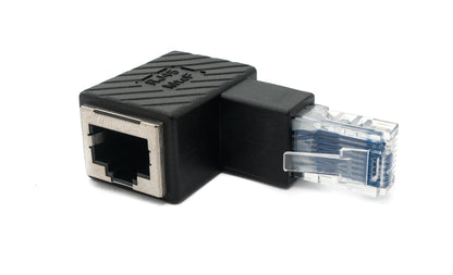 SYSTEM-S LAN Adapter RJ45 Stecker zu Buchse Winkel Ethernetadapter Kabel in Schwarz