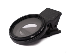 SYSTEM-S Stern Filter 4 Punkt 37 mm Star Light Linse mit Clip für Smartphones in Schwarz