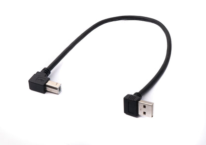 SYSTEM-S USB 2.0 Kabel 35 cm Typ B Stecker zu Typ A Stecker Adapter Winkel in Schwarz