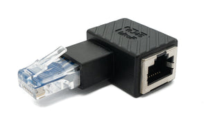 LAN adapter RJ45 plug to socket angle Ethernet adapter cable in black