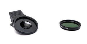 Color filter green 37 mm lens color with clip for smartphones in black