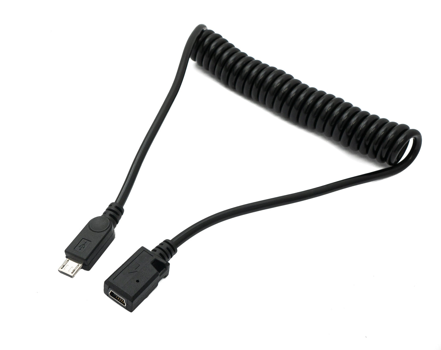 Câble SYSTEM-S USB 2.0 120 cm Adaptateur Micro B mâle vers Mini B femelle spirale en noir