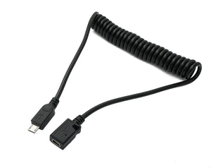 SYSTEM-S USB 2.0 cable 120 cm Micro B plug to Mini B socket adapter spiral in black