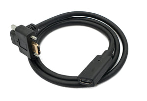 SYSTEM-S USB 3.1 Gen 2 100W Kabel 60 cm Typ C Stecker zu Buchse Schraube Winkel Adapter