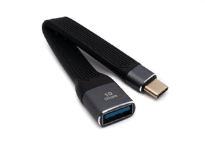 Cable USB 3.1 SYSTEM-S 13 cm Tipo C macho a 3.0 Tipo A hembra adaptador plano en color negro