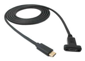 SYSTEM-S USB 3.1 Kabel 1,8 m Typ C Stecker zu Buchse Schraube Adapter in Schwarz