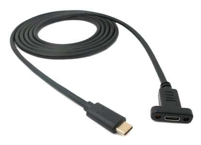 SYSTEM-S USB 3.1 Kabel 1,8 m Typ C Stecker zu Buchse Schraube Adapter in Schwarz