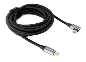 USB 3.1 Gen 2 100W cable 3 m Type C male to male angle braided adapter in black