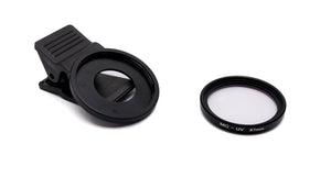 Filtro UV SYSTEM-S 37 mm Lente delgada revestida 12x con clip para smartphones en negro