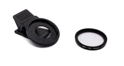 SYSTEM-S UV Filter 37 mm 12x coated slim lens with clip for smartphones in black