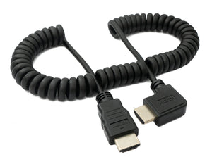 SYSTEM-S HDMI 1.4 Kabel 2 m Standard Stecker zu Stecker Spirale Winkel Adapter in Schwarz