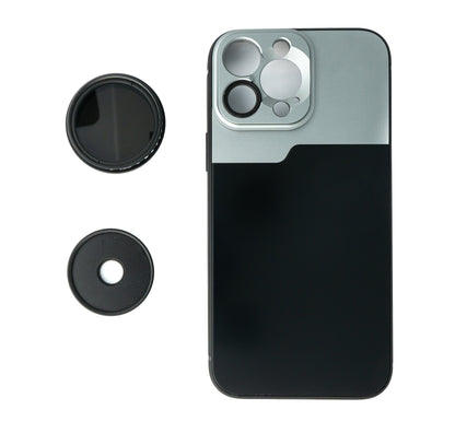 Filtro SYSTEM-S ND Vario de 37 mm de densidad neutra de 2 a 4000 con funda para iPhone 13 Pro Max