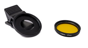 Filtre couleur SYSTEM-S jaune 37 mm couleur de l'objectif avec clip pour smartphones en noir