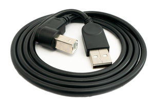 SYSTEM-S USB 2.0 Kabel 100 cm Typ B Stecker zu A Stecker Winkel Adapter in Schwarz