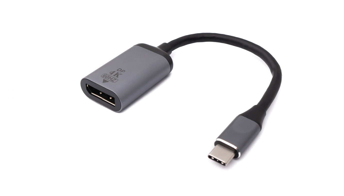 SYSTEM-S Display Port Cable 20 cm DP Female to USB 3.1 Type C Male Adapter in Gray