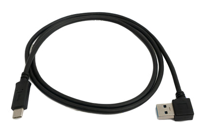 USB 3.1 cable 1 m Type C male to Type A male angle adapter in black