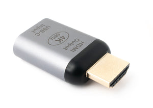 USB 3.1 adapter type C female to HDMI 1.4 type A male 4k HDTV cable in gray