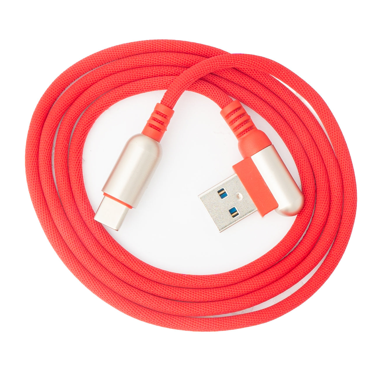 SYSTEM-S USB 3.1 cable 100cm type C plug to 3.0 type A plug braided angle in red