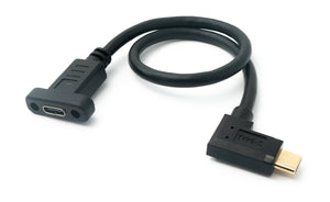 SYSTEM-S USB 3.1 cable 30 cm type C male to female screw angle adapter in black