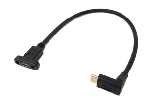 SYSTEM-S USB 3.1 cable 30 cm type C male to female screw angle adapter in black