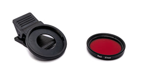 Filtre couleur SYSTEM-S rouge couleur de lentille 37 mm avec clip pour smartphones en noir