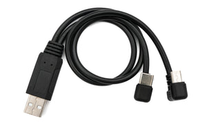 USB 3.1 cable 30 cm Type C & 2.0 Micro B male to A male angle in black