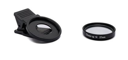 SYSTEM-S Makro Linse +4 Zoom Close Up Filter mit Clip in Schwarz