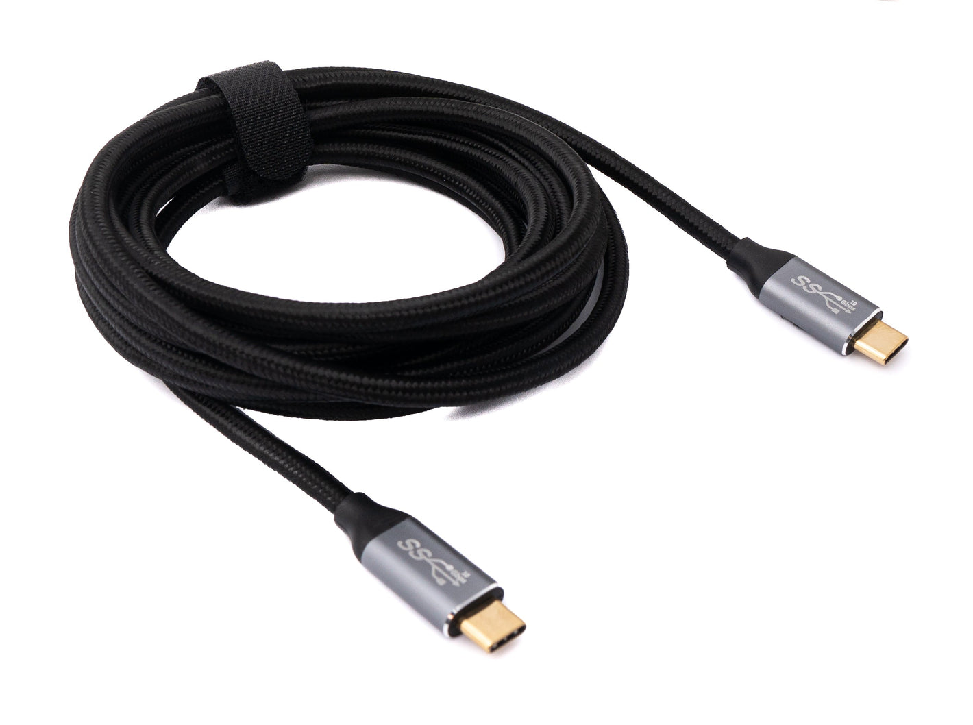 SYSTEM-S USB 3.1 Gen 2 cable 3 m type C male to male braided adapter in black