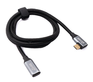 SYSTEM-S USB 3.1 Gen 2 cable 100 cm type C male to female braided angle adapter