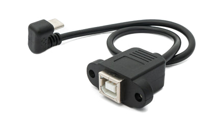 SYSTEM-S USB 3.1 Kabel 30 cm Typ C Stecker zu 2.0 Typ B Buchse 180° Winkel in Schwarz