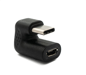 SYSTEM-S USB 3.1 U Turn 180° Adaptateur Type C Mâle vers 2.0 Micro B Femelle Câble en Noir