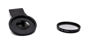 Filtro UV SYSTEM-S 37 mm Lente delgada revestida 2x con clip para smartphones en negro