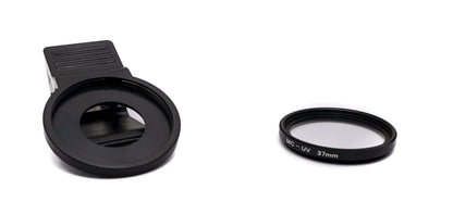 SYSTEM-S UV Filter 37 mm 2x coated slim lens with clip for smartphones in black